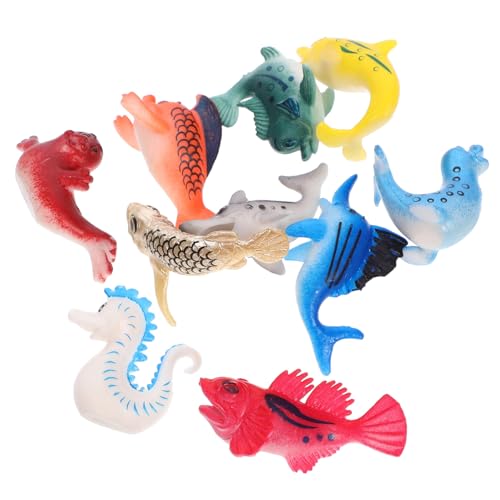 LOORGVEL 10 Stück Teiliges Set Weiche PVC Meerestiere Figuren Lernspielzeug Realistische Meeres Tiermodelle zur Kreativitätsförderung und Schulprojekten von LOORGVEL