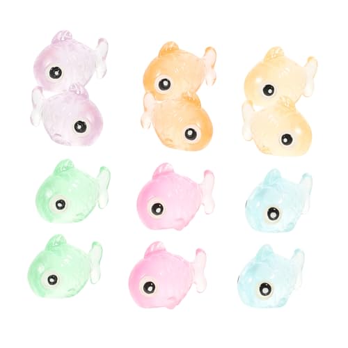 LOORGVEL 12 Stck Teiliges Mini Resin Fische Leuchtend im Dunkeln Farbenfrohe Kleine Fischfiguren für Aquarium Dekoration Langlebige Realistische Miniatur Ornamente für Aquarien und von LOORGVEL