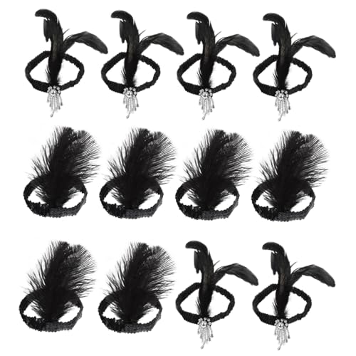 LOORGVEL 12 Stück Teiliges Jahre Flapper Haarband mit Pailletten und Perlen Eleganter Kopfschmuck für Festliche Anlässe Flexible und Komfortable Haarschmuck accessoires für Damen von LOORGVEL