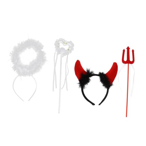 LOORGVEL 2 Sätze Engels und Teufelshaarreifen mit Federflügeln Leichtes Party Cosplay Set für Fasching Halloween Rollenspiel Karneval Passend für Erwachsene von LOORGVEL