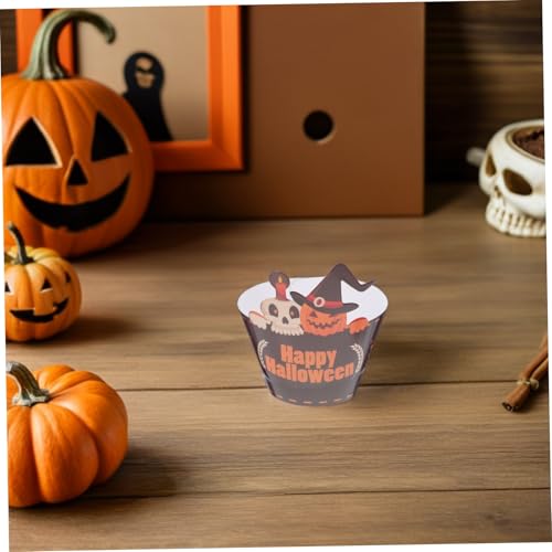 LOORGVEL 2 Sätze Halloween Cupcake Förmchen mit Papier Muffin Liners und Dekorativen Picks Teiliges mit Kürbis Geist Spinne und Motiven für Partydekoration und Halloween Feier von LOORGVEL