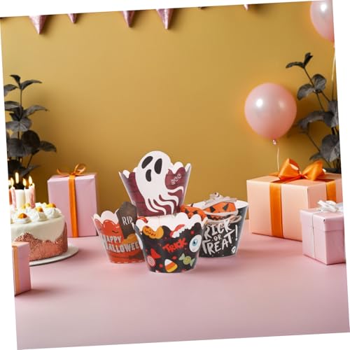 LOORGVEL 2 Sätze Halloween Cupcake Liners und Topper Picks mit Kürbis Fledermaus und Spinnenmuster Standard Muffin Papierförmchen für Shower und Party Dekorationen von LOORGVEL