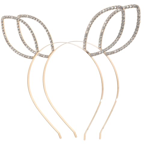 LOORGVEL 2 Stück Metallic Hasenohren Stirnband mit Strasssteinen Leichtes Party-haarreif Damen Elegantes Halloween Headpiece für Stilvolle Kostüme und Festliche Anlässe von LOORGVEL