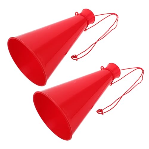 LOORGVEL 2 Stück Rote Cheerleading Megaphone aus Robustem Kunststoff Leichte und Tragbare Anfeuerungshörner für Sportveranstaltungen und Partyspaß und Einfach zu Reinigen von LOORGVEL