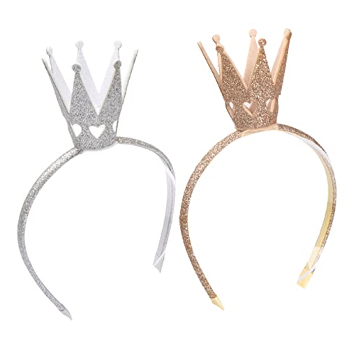 LOORGVEL 2 Stück Stirnband Glitzernde Kronen Haarreifen aus Strapazierfähigem Vliesstoff Leicht und Bequem für Geburtstagsfeier Karneval Weihnachtsfest Mädchen Zubehör von LOORGVEL
