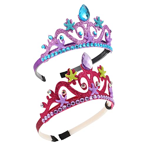 LOORGVEL 2 Stück Teiliges Einzigartiges Haarreif mit Meeresstern Design Glitzernde Geburtstags Haarkrone für Mädchen Langlebig und Auffällig Party Accessoire für Kleine Prinzessinnen von LOORGVEL