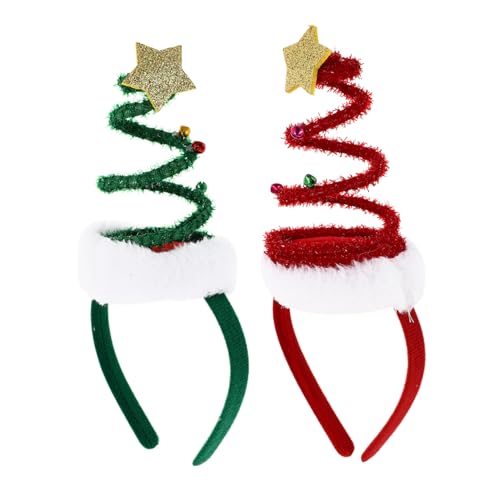 LOORGVEL 2 Stück Weihnachtliche Haarbänder mit Rot Grünem Weihnachtskopfschmuck Festliche Stirnbänder für Erwachsene für Party Cosplay und Familienfeiern von LOORGVEL