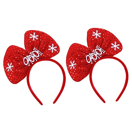 LOORGVEL 2 Stück Weihnachtliche Haarschleifen Haarreifen für Mädchen Breiter Weicher Hautfreundlich Strapazierfähig Festlicher Haarschmuck für Weihnachten Geburtstag Party und Alltag von LOORGVEL
