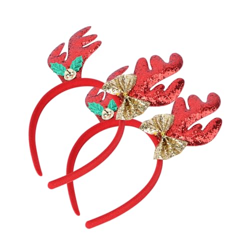 LOORGVEL 2 Stück Weihnachtlicher Haarreif Haarreifen mit Rentier Geweih Festlicher Haarschmuck für Mädchen Leichtes Formstabiles Material Geschenkidee für Weihnachtsfeier und Fotosession von LOORGVEL