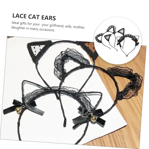 LOORGVEL 3 Stück Teiliges Katzenohren Haarreif aus Spitze und Leichtes Komfortables Cosplay Haarschmuck für Mädchen Party Karneval und Fotoshootings Süßes Lebhaftes Design von LOORGVEL