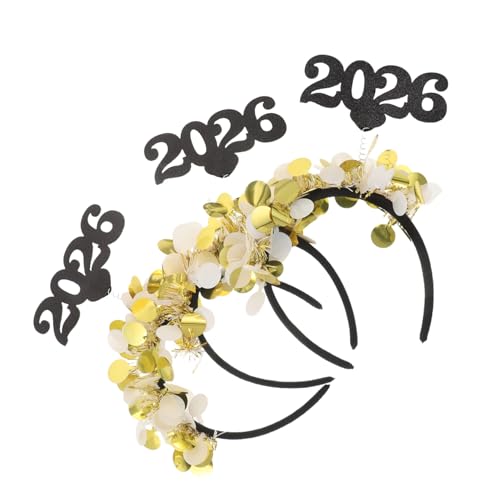 LOORGVEL 3 Stück Teiliges Year Haarband Gold Damen Haarreifen mit Sicherem Sitz Festliches Party Accessoire für Silvester und Besondere Anlässe International Inspirierter Stil von LOORGVEL