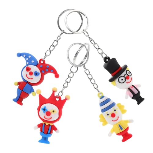 LOORGVEL 4 Stück Teiliges Kleine Clown Schlüsselanhänger Bunte Cartoon Rucksack Anhänger Leichte Taschenanhänger für Party Deko und Schlüsselringe für Fans und Freunde von LOORGVEL