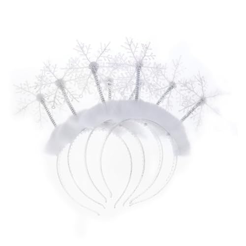 LOORGVEL 4 Stück Teiliges Schneeflocken Haarreif mit Federn Eleganter Haarschmuck für Mädchen Weihnachtliches Party Accessoire Geeignet für Kostüme Familienfeiern und Cosplay von LOORGVEL