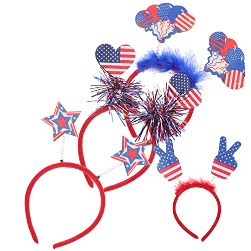 LOORGVEL 4 Stück Teiliges Stirnband für Unabhängigkeitstag Patriotic Haaraccessoires mit Sternen Fransen und Bunten Designs für Festivals Partys und Feierlichkeiten LOORGVEL 4 Stück Teiliges Stirnband für Unabhängigkeitstag Patriotic Haaraccessoires mit Sternen Fransen und Bunten Designs für Festivals Partys und Feierlichkeiten von LOORGVEL