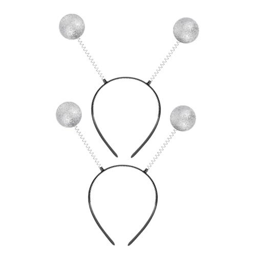 LOORGVEL 5 Stück Silberner Haarreif mit Antenne und Glitzerbällen Weltraum stirnband für Kostüm Party Karnevalszubehör Vielseitiger Kopfschmuck für Damen und Herren von LOORGVEL