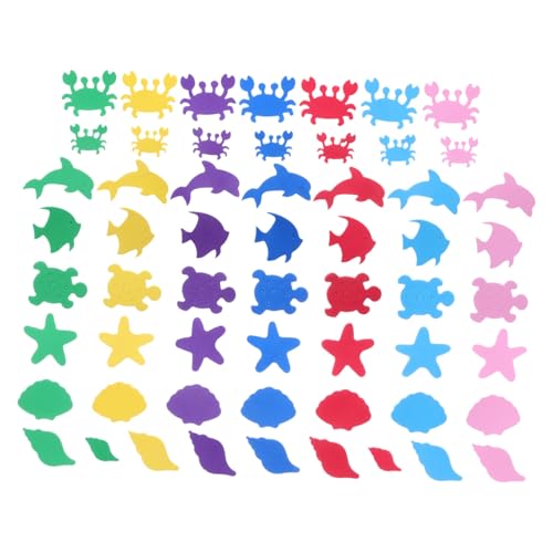 LOORGVEL 500 Stück Bunte Eva Schaumstoff Aufkleber mit Meeresbewohnern Fischförmige Bastelsets für Vielseitig für Scrapbooking Klassenzimmer Dekoration DIY Kreativprojekte Lernspielzeug von LOORGVEL