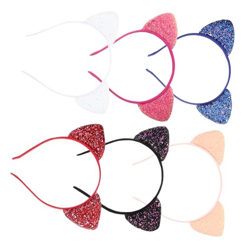 LOORGVEL 6 Stck Katzenohren Haarreif Glitzernde Cat Ears Haarschmuck für Damen für Kostümpartys Cosplay und Feiern Bunte Farben Rot Orange Blau Wassermelone LOORGVEL 6 Stck Katzenohren Haarreif Glitzernde Cat Ears Haarschmuck für Damen für Kostümpartys Cosplay und Feiern Bunte Farben Rot Orange Blau Wassermelone von LOORGVEL