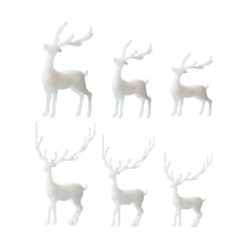 LOORGVEL 6 Stück Epoxidharz Elch Mikro Landschaftsornamente Teiliges DIY Realistische Weiße Figuren für Landschaftsmodellbau und Kreative Dekoration Lebensechte Miniatur Hirschfiguren von LOORGVEL