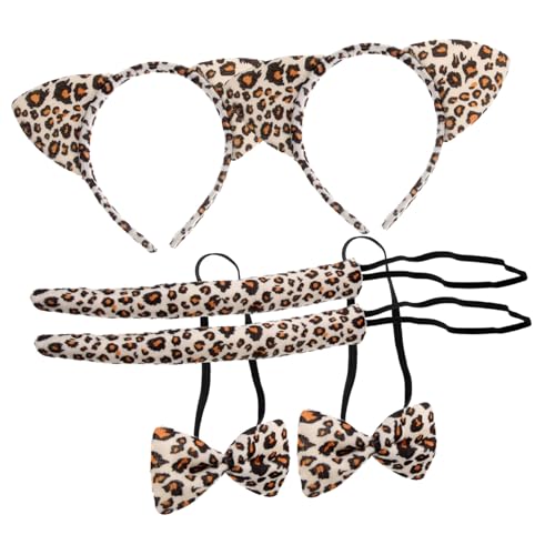 LOORGVEL 6 Stück Katzenohren Kostümset Teilig mit und Fliege Tierkostüm für Halloween Karneval und Themenpartys Hochwertiges und Kinderfreundliches Zubehör für Erwachsene von LOORGVEL