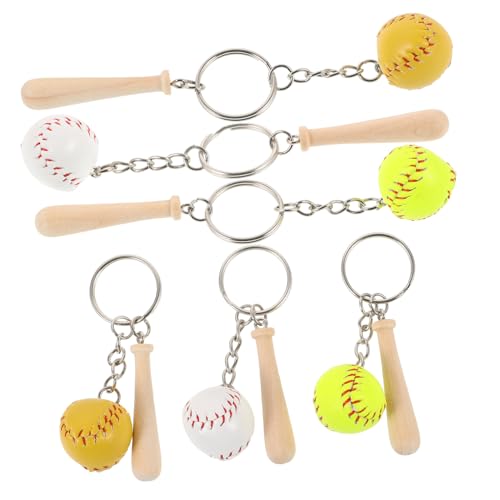 LOORGVEL 6 Stück Teiliges Baseball Schlüsselanhänger Farbige Mini Baseballschläger Anhänger Leichte Langlebige Schlüsselringe Dekorativ für Rucksack Auto Tasche Sportliches Souvenir von LOORGVEL