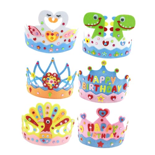LOORGVEL 6 Stück Teiliges DIY Filz Geburtstagskronen für Bunte Partyhüte in Verschiedenen Designs Bequem und Passend für Kinderköpfe für Geburtstagsfeier Fotorequisiten und Kreative LOORGVEL 6 Stück Teiliges DIY Filz Geburtstagskronen für Bunte Partyhüte in Verschiedenen Designs Bequem und Passend für Kinderköpfe für Geburtstagsfeier Fotorequisiten und Kreative von LOORGVEL