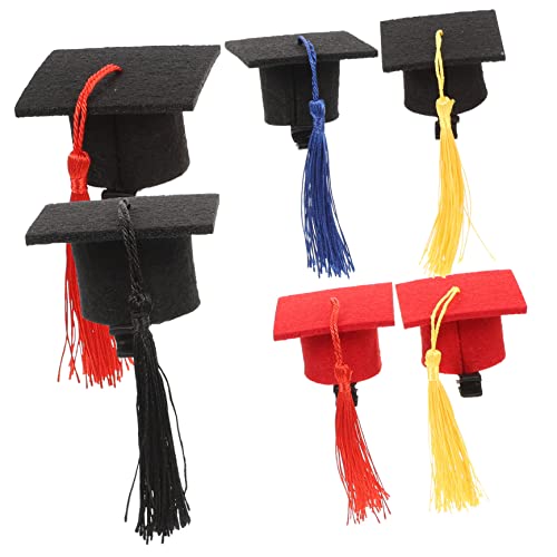 LOORGVEL 6 Stück Teiliges Mini Doktorhut Haarclips Graduation Party Haarschmuck Abschlussfeier Dekoration Abschlussmütze Haarspangen für Fotorequisiten und Themenpartys von LOORGVEL