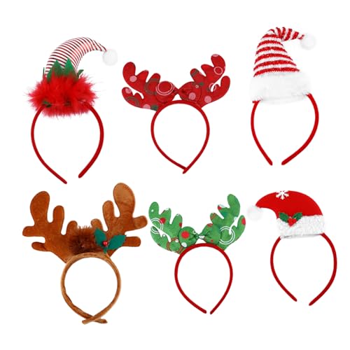 LOORGVEL 6 Stück Teiliges Weihnachts Haaraccessoire mit Weichen Geweih Stirnbändern und Festlichen Mützen in Rot Grün und Gold Leicht Bequem für Erwachsene für Weihnachtsfeiern und LOORGVEL 6 Stück Teiliges Weihnachts Haaraccessoire mit Weichen Geweih Stirnbändern und Festlichen Mützen in Rot Grün und Gold Leicht Bequem für Erwachsene für Weihnachtsfeiern und von LOORGVEL