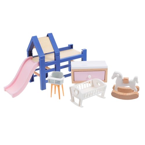 LOORGVEL Babybett Rutsche Schaukelpferd Hocker für Kreatives Rollenspiel Kompaktes Design für Puppenhauszimmer und Spielbereiche von LOORGVEL