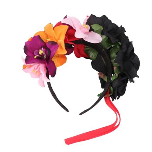 LOORGVEL Blumenkranz Haarreif Damen mit und Stilvoller Festival Kopfschmuck Schwarzes Stirnband für Halloween Party und Cosplay Standardgröße für Erwachsene LOORGVEL Blumenkranz Haarreif Damen mit und Stilvoller Festival Kopfschmuck Schwarzes Stirnband für Halloween Party und Cosplay Standardgröße für Erwachsene von LOORGVEL