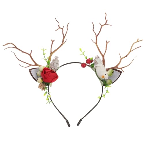 LOORGVEL Deer Antler Haarreif mit Vogel und Beerenmotiv Langlebiges Kunststoff und Stoffmaterial Festliches Stirnband für Erwachsene zu Halloween und Weihnachten LOORGVEL Deer Antler Haarreif mit Vogel und Beerenmotiv Langlebiges Kunststoff und Stoffmaterial Festliches Stirnband für Erwachsene zu Halloween und Weihnachten von LOORGVEL