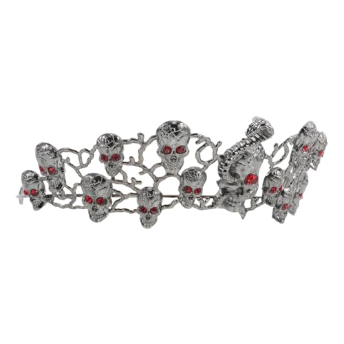 LOORGVEL Dramatische Goth Totenkopf Tiara mit Funkelnden Strasssteinen Vintage Halloween Haar Accessoire Auffällige Königin Krone für Frauen für Halloween Partys und Bankette von LOORGVEL