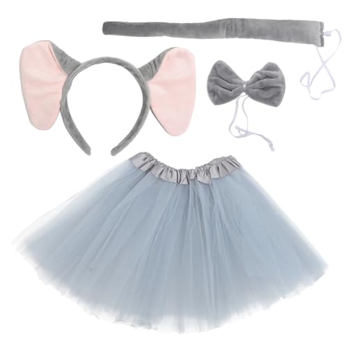 LOORGVEL Elefantenohren Stirnband mit Fliege Tüllrock Leichtes Tierkostüm Zubehör für Erwachsene und Wiederverwendbar Bequem Geeignet für Halloween Karneval und Kostümpartys LOORGVEL Elefantenohren Stirnband mit Fliege Tüllrock Leichtes Tierkostüm Zubehör für Erwachsene und Wiederverwendbar Bequem Geeignet für Halloween Karneval und Kostümpartys von LOORGVEL