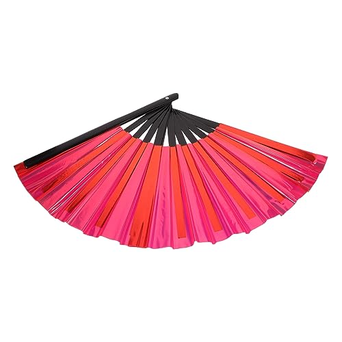 LOORGVEL Faltbarer Handfächer Chinesischer Stil Leichter Bühnenprop mit Bambusgriff Uv Beständig für Tanz Party Fotografie und Dekoration Großes Rotes Design von LOORGVEL