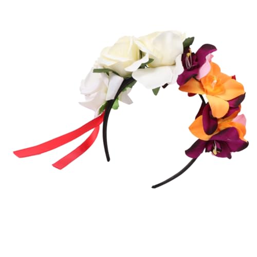 LOORGVEL Festival Haarband Damen Blumenkopf Rosé Haarkranz Haarschmuck Halloween Kostüm Zubehör Beige LOORGVEL Festival Haarband Damen Blumenkopf Rosé Haarkranz Haarschmuck Halloween Kostüm Zubehör Beige von LOORGVEL