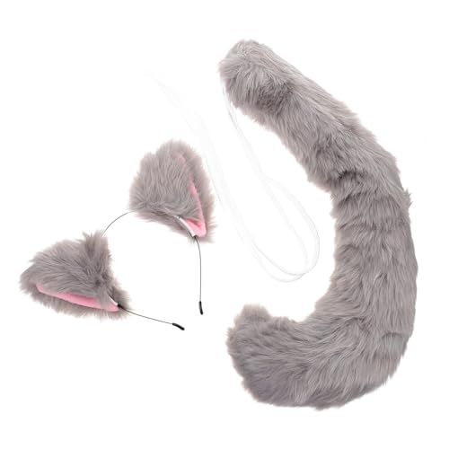 LOORGVEL Fuchsohren Haarreif und Graues Animal Cosplay Zubehör Kreatives Stirnband für Kostümpartys und Geburtstagsfeiern von LOORGVEL