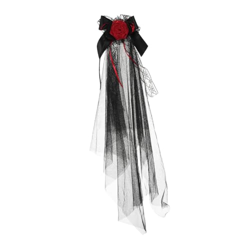 LOORGVEL Gothic Halloween Brautschleier Stirnband mit Realistischen Rosen Schwarzer Netzschleier für Geisterfeste Karneval und Party Leichter Bequemer Haarschmuck für Halloween Brautkostüm LOORGVEL Gothic Halloween Brautschleier Stirnband mit Realistischen Rosen Schwarzer Netzschleier für Geisterfeste Karneval und Party Leichter Bequemer Haarschmuck für Halloween Brautkostüm von LOORGVEL