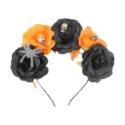 LOORGVEL Halloween Haarreif mit Blumen Spinnen und Schädel Komfortables Stirnband für Party und Cosplay Schwarzes und Orangefarbenes Festival Accessoire für Erwachsene LOORGVEL Halloween Haarreif mit Blumen Spinnen und Schädel Komfortables Stirnband für Party und Cosplay Schwarzes und Orangefarbenes Festival Accessoire für Erwachsene von LOORGVEL