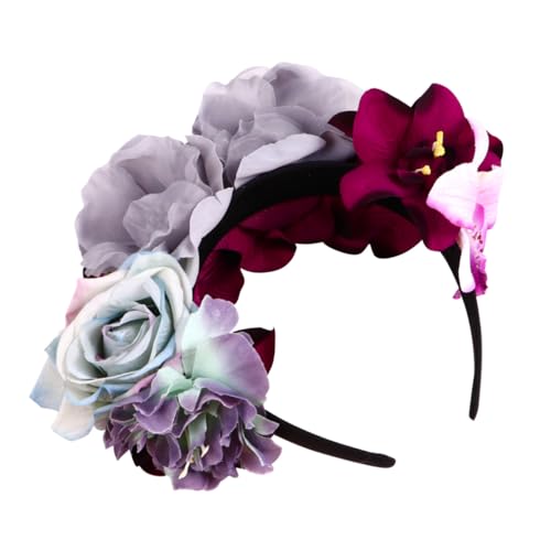 LOORGVEL Halloween Haarreif mit Großer Rosafarbener Stoffrose Leichtes Party Kopfschmuck für Damen und Bequemer Halloween Headpiece für Festliche Kostüme und Veranstaltungen von LOORGVEL