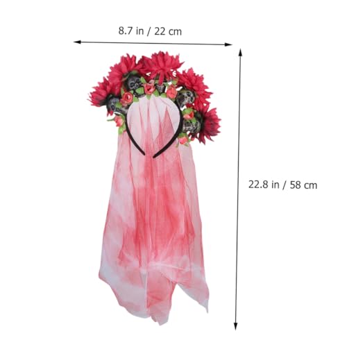 LOORGVEL Halloween Haarschmuck Damen Skull Hairband mit Roter Rosenblume Leichter Skull Stirnband für Halloween Cosplay Tag der Toten Kopfschmuck für Erwachsene und Stilvolles Party LOORGVEL Halloween Haarschmuck Damen Skull Hairband mit Roter Rosenblume Leichter Skull Stirnband für Halloween Cosplay Tag der Toten Kopfschmuck für Erwachsene und Stilvolles Party von LOORGVEL