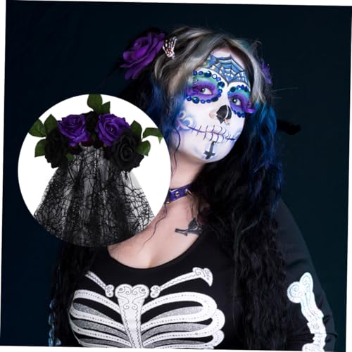 LOORGVEL Halloween Schädel Haarreif mit Schwarzem Blumen Schleier Leichter Cosplay Kopfschmuck für Party Festival Halloween Bequem und Vielseitig Kombinierbar LOORGVEL Halloween Schädel Haarreif mit Schwarzem Blumen Schleier Leichter Cosplay Kopfschmuck für Party Festival Halloween Bequem und Vielseitig Kombinierbar von LOORGVEL