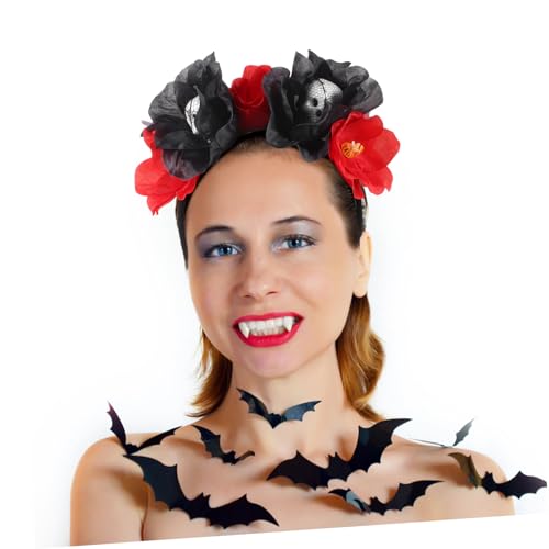 LOORGVEL Halloween Skull Haarreif mit Blumen Langlebiges Stoff Haarband für Halloween Partys Vielseitiger Kopfschmuck Komfortabel und Stilvoll für Damen und Themenveranstaltungen LOORGVEL Halloween Skull Haarreif mit Blumen Langlebiges Stoff Haarband für Halloween Partys Vielseitiger Kopfschmuck Komfortabel und Stilvoll für Damen und Themenveranstaltungen von LOORGVEL