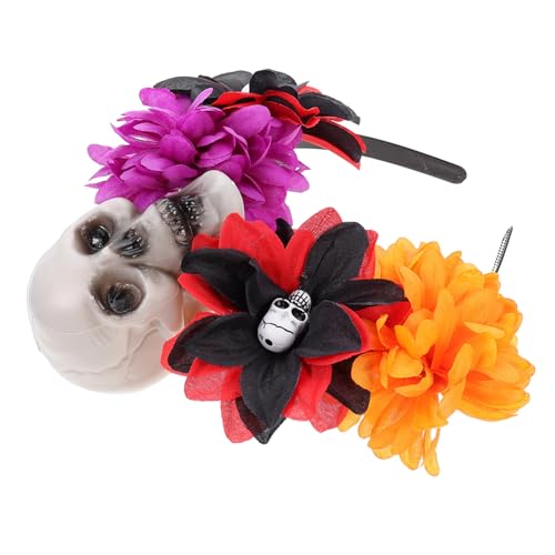 LOORGVEL Halloween Stirnband für Damen mit Totenkopf und Rosen Modischer Kopfschmuck für Kostümpartys Passend für Tag der Toten Fasching und Cosplay LOORGVEL Halloween Stirnband für Damen mit Totenkopf und Rosen Modischer Kopfschmuck für Kostümpartys Passend für Tag der Toten Fasching und Cosplay von LOORGVEL