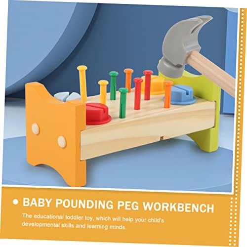 LOORGVEL Holzspielzeug Pounding Peg Workbench Hochwertigem Holz Buntes Sicheres Lernspielzeug für Kleinkinder Pädagogisches Frühförderungsspielzeug für Jungen und Mädchen von LOORGVEL
