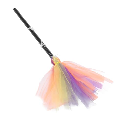 LOORGVEL Leuchtender Halloween Hexenbesen mit Spinnennetz Dekor Langlebig und für Hexen Cosplay und Partydeko Farbige Besenrequisite für Halloween Atmosphäre von LOORGVEL