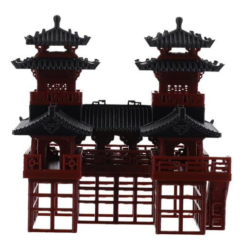 LOORGVEL Miniatur Doppel Pavillon Ornament Traditionell Chinesisch Künstlerisch Gestaltetes Micro Landschaftsmodell Vielseitig für Bonsai Aquarium und Garten Deko Außen Geeignet von LOORGVEL