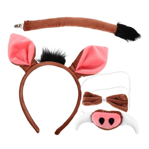 LOORGVEL Pig Cosplay Kostüm mit Schweineohren Stirnband Schweinenase und Schleife Leichtes Tier Accessoire für Karneval Kostümparty Fotorequisiten und Bühnenauftritte LOORGVEL Pig Cosplay Kostüm mit Schweineohren Stirnband Schweinenase und Schleife Leichtes Tier Accessoire für Karneval Kostümparty Fotorequisiten und Bühnenauftritte von LOORGVEL