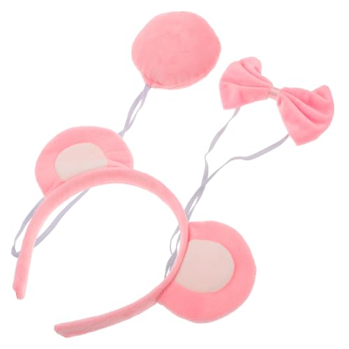 LOORGVEL Plüsch Bärenohren Haarreif Set Süße Tierkostüm Zubehör mit Bärennase und Fliege für Karneval Cosplay und Partys Bequem und Sicher Teiliges Set Rosa LOORGVEL Plüsch Bärenohren Haarreif Set Süße Tierkostüm Zubehör mit Bärennase und Fliege für Karneval Cosplay und Partys Bequem und Sicher Teiliges Set Rosa von LOORGVEL