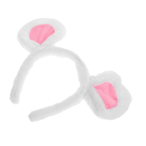 LOORGVEL Plüsch Mäuseohren Stirnband für Erwachsene Weiches Tierohren Haaraccessoire Vielseitiges Cartoon Kopfband für Party Cosplay Fasching und Kostüm Charmantes Weißes Mäuseohren von LOORGVEL