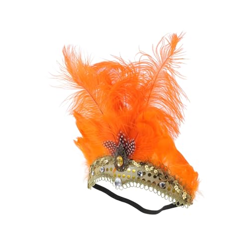 LOORGVEL Verstellbares Stirnband Handgefertigter Haarschmuck für Karneval Fasching Halloween Party Bühnenauftritte Damen Kopfdeko Orange LOORGVEL Verstellbares Stirnband Handgefertigter Haarschmuck für Karneval Fasching Halloween Party Bühnenauftritte Damen Kopfdeko Orange von LOORGVEL