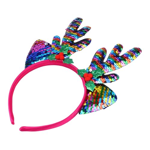 LOORGVEL Weihnachtlicher Haarreif mit Zweifarbigen Pailletten Rentiergeweih Design Farbiger Glitzerschimmer Festlicher Kopfschmuck für Karneval Kostüm und Weihnachtsfeier Unisex Haarschmuck von LOORGVEL